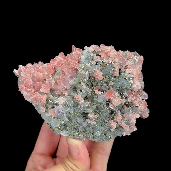 Natural Rhodochrosite and Quartz and Pyrite, Mineral Specimen:Guangxi,China (115*80*50MM) image