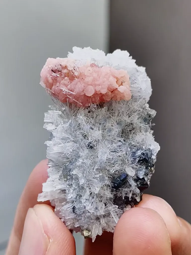 Natural Rhodochrosite and Quartz coexist comes from Guangxi 40*25*12MM image