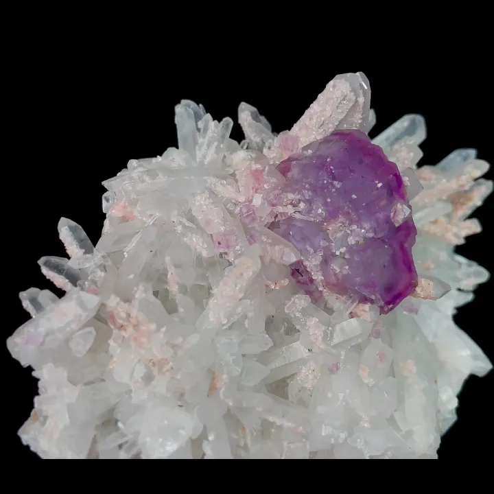 Natural Rhodochrosite with Purple Fluorite and Quartz, Mineral Specimen:Guangxi,China (100*70*45MM) - image 4