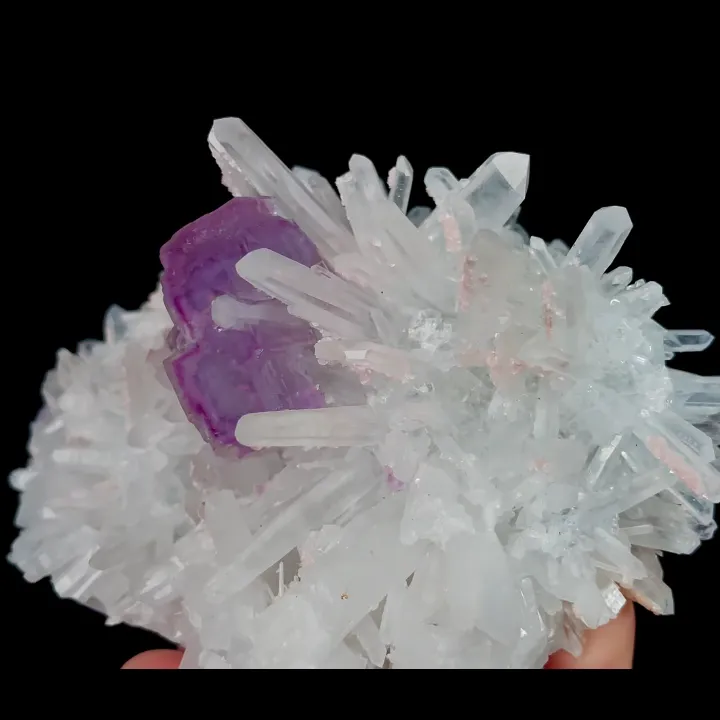 Natural Rhodochrosite with Purple Fluorite and Quartz, Mineral Specimen:Guangxi,China (100*70*45MM) - image 5