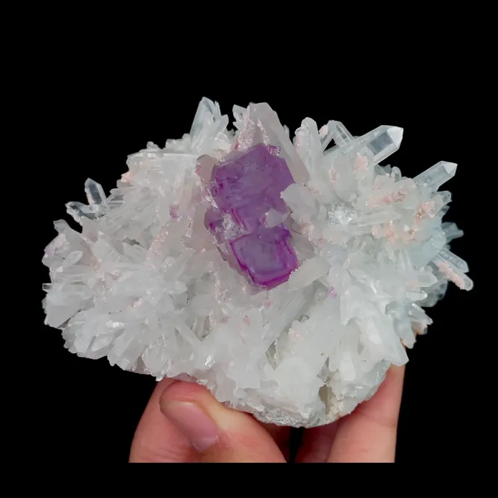 Natural Rhodochrosite with Purple Fluorite and Quartz, Mineral Specimen:Guangxi,China (100*70*45MM) - image 6