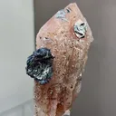 Natural Rose Quartz Tower Pointed  and Mirror Iron Ore coexist comes from Inner Mongolia,China 50*40*80MM - image 3