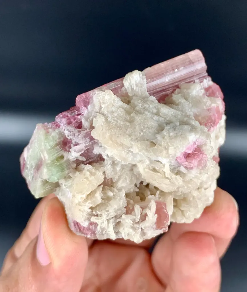 Natural Rubelite Pink Tourmaline on Albite from Afghanistan - image 6