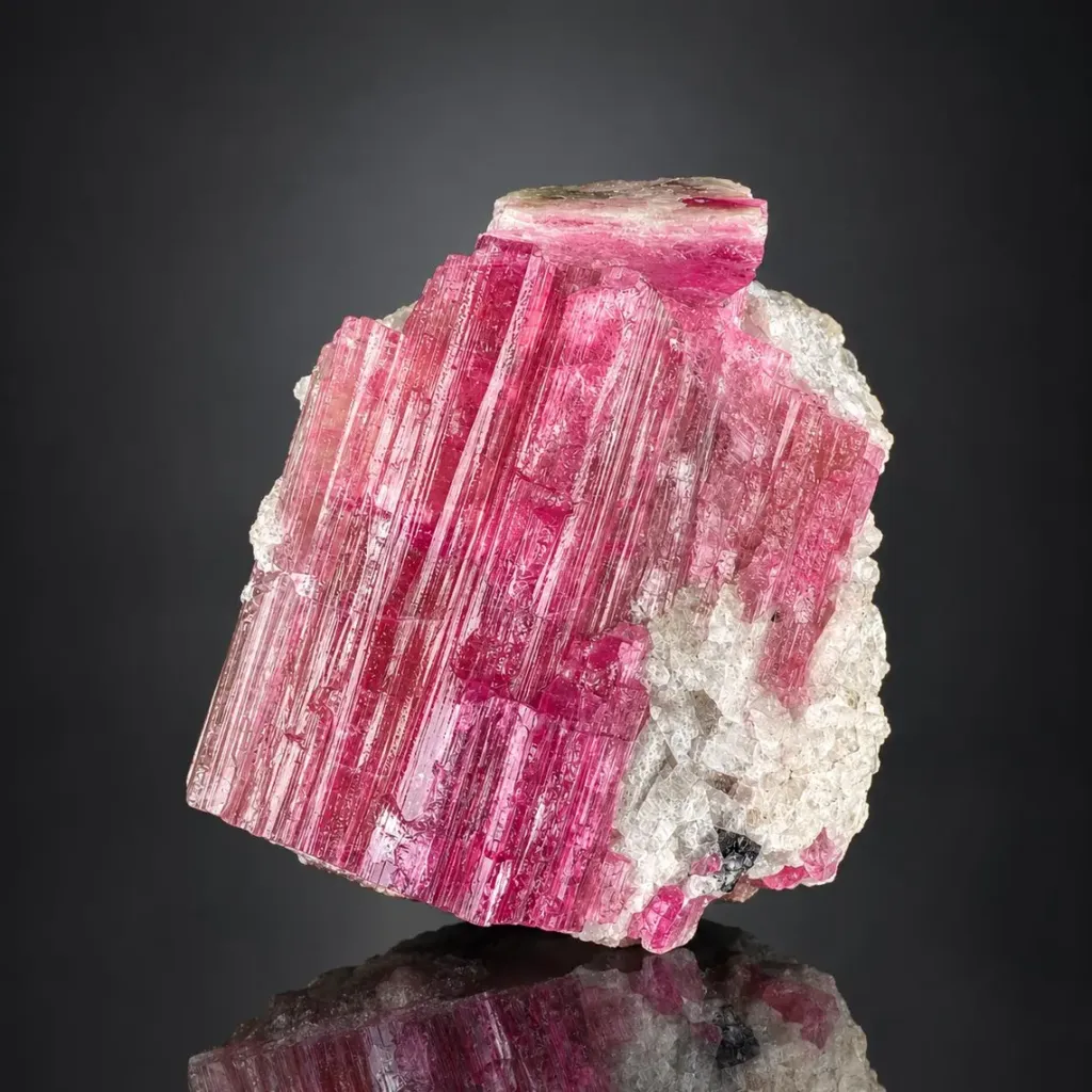 Natural Rubelite Pink Tourmaline on Albite from Afghanistan - image 3