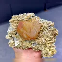 Natural Scheelite and Mica Flakes Symbiosis comes from Xuebaoding,Sichuan 120*95*50MM - image 3
