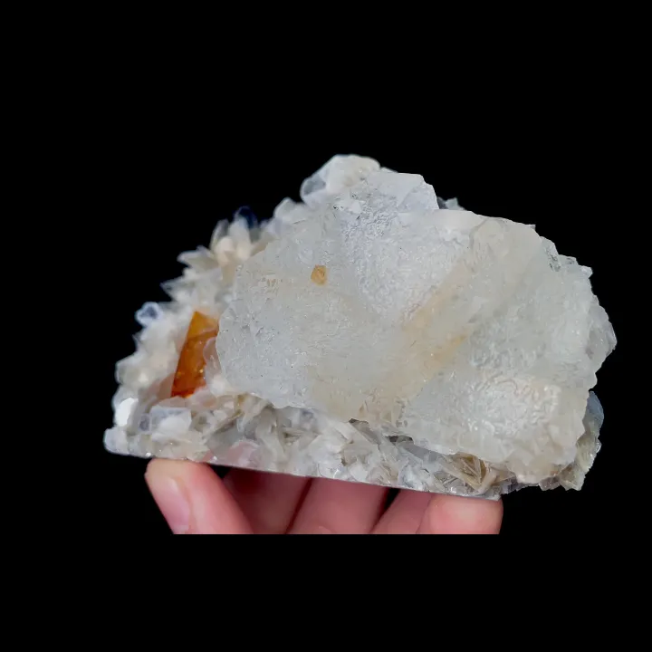 Natural Scheelite and Mica Flakes with Transparent Fluorite, Mineral Specimen:Xuebaoding,Sichuan (100*60*50MM) - image 3