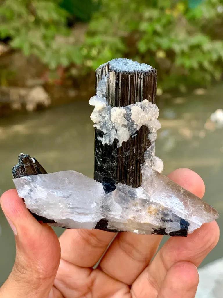 Natural Schorl Black Tourmaline Crystals with Apatite and Quartz from Pakistan - image 7