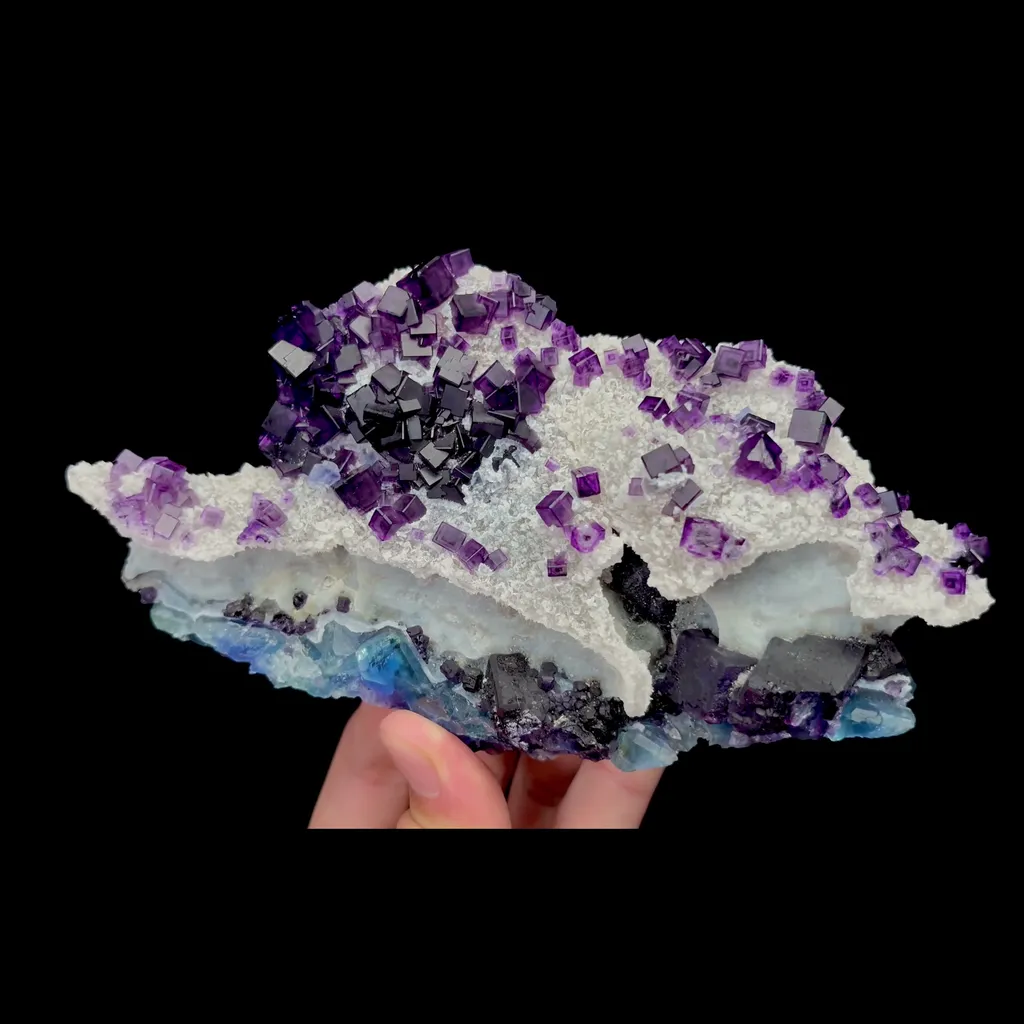 Natural Secondary Crystallized Blue Purple Fluorite Mineral Specimen,High Quality Specimen,ZHEJIANG,CHINA(160*100*46mm) - image 4