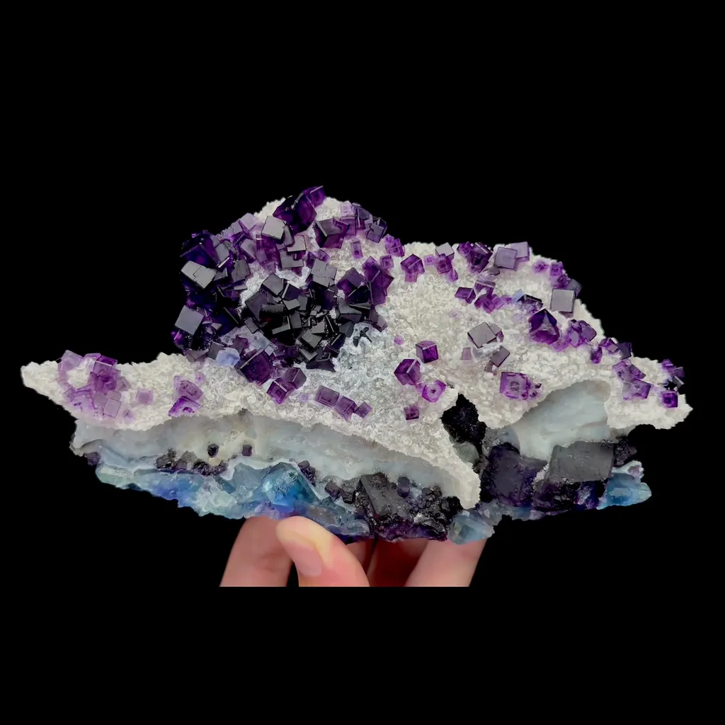Natural Secondary Crystallized Blue Purple Fluorite Mineral Specimen,High Quality Specimen,ZHEJIANG,CHINA(160*100*46mm) image