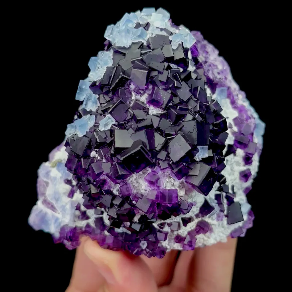 Natural Secondary Crystallized Purple and Blue Fluorite Mineral Specimen,High Quality Specimen,ZHEJIANG,CHINA(86*71*47mm) image