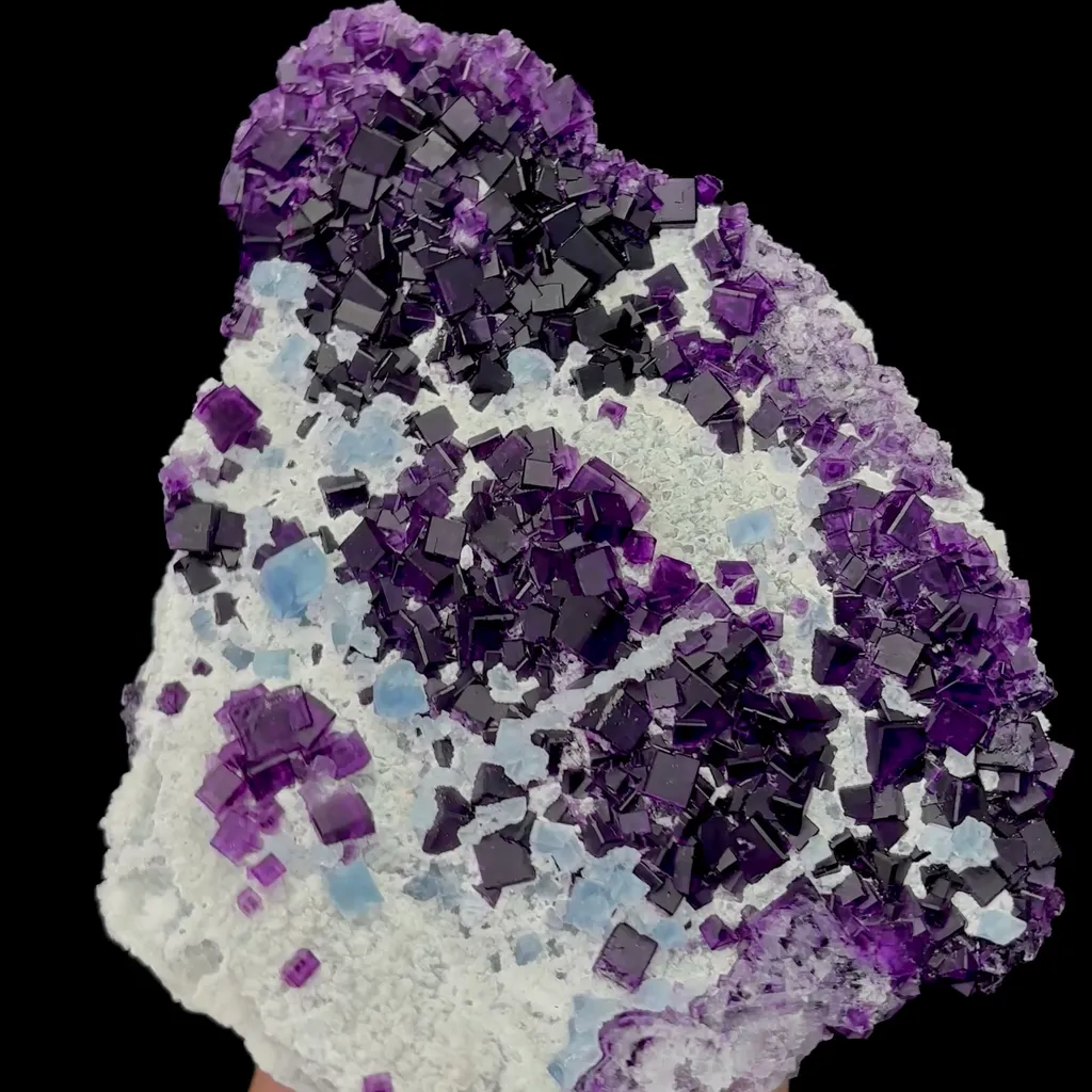 Natural Secondary Crystallized Purple Blue Cubic Fluorite Mineral Specimen,High Quality Specimen,WUYI,ZHEJIANG,CHINA(153*116*48mm) - image 3