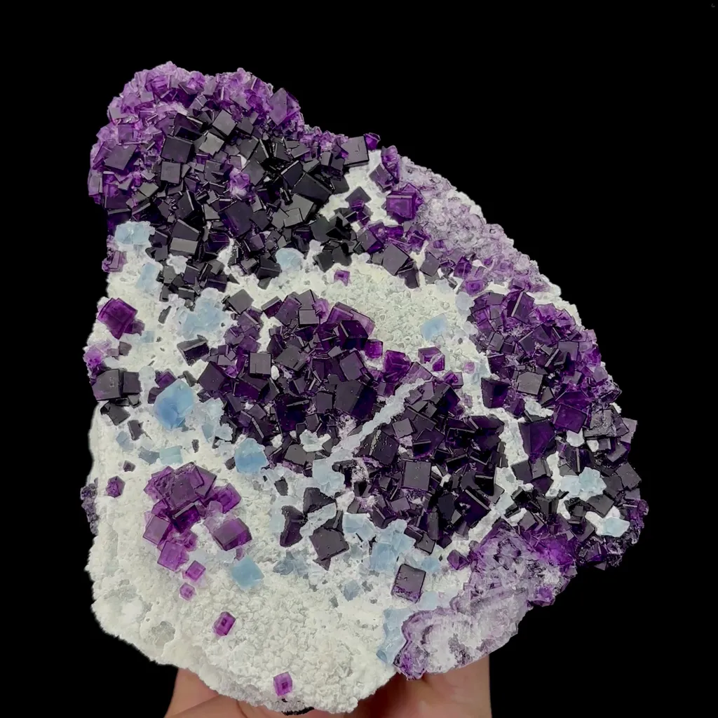 Natural Secondary Crystallized Purple Blue Cubic Fluorite Mineral Specimen,High Quality Specimen,WUYI,ZHEJIANG,CHINA(153*116*48mm) - image 4