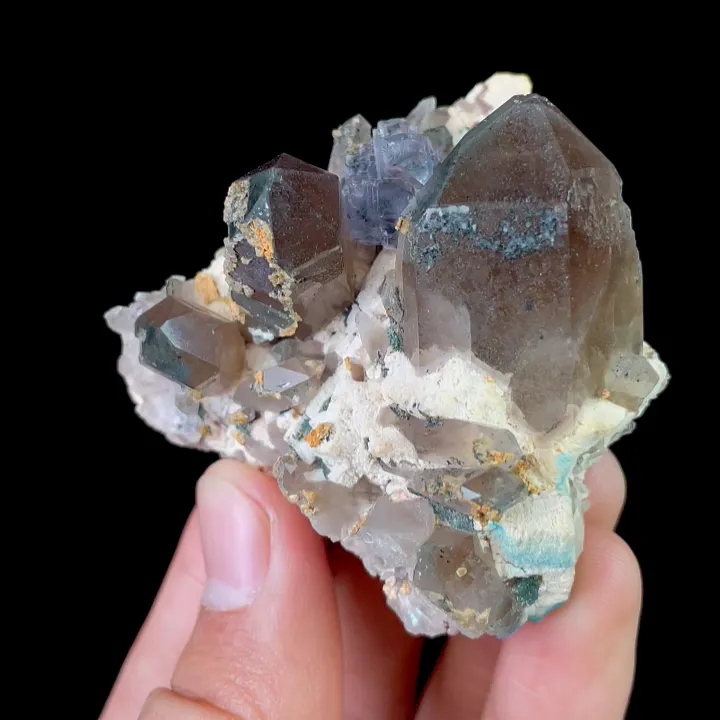 Natural Smoky Quartz and Blue Fluorite,Mineral Specimen:Fujian,China (50*45*35MM) image