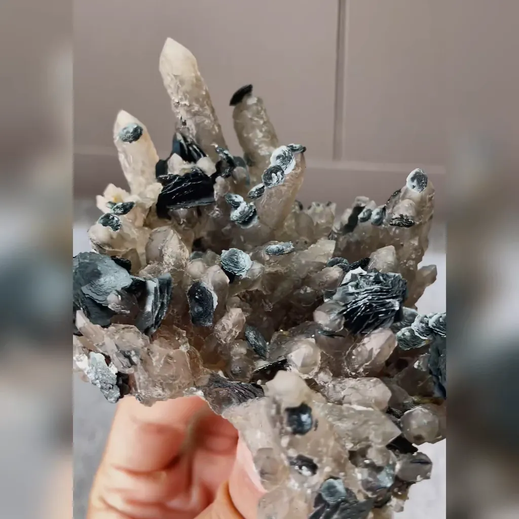 Natural Smoky Quartz Cluster and Specularite Symbiosis comes from Inner Mongolia,China 95*75*35MM - image 4