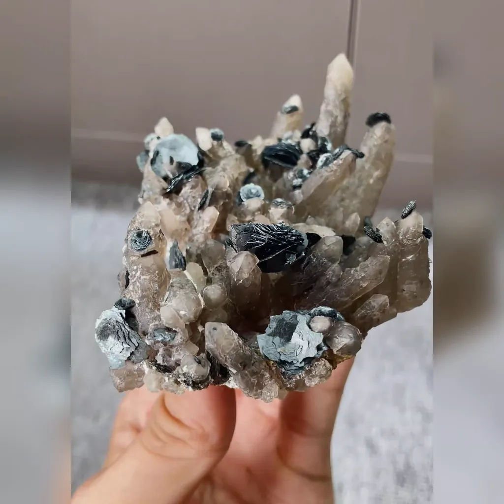 Natural Smoky Quartz Cluster and Specularite Symbiosis comes from Inner Mongolia,China 95*75*35MM - image 3