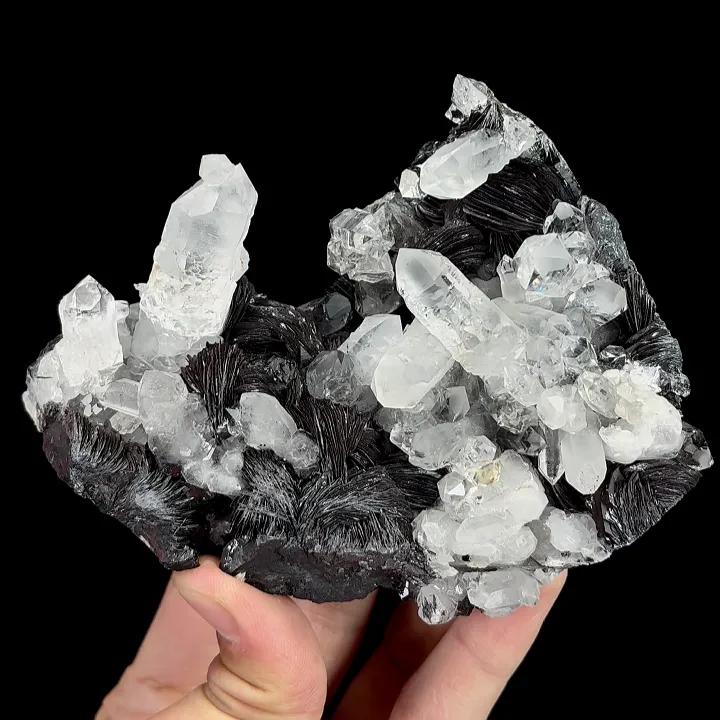 Natural Specularite and Clear Quartz Cluster, Mineral Specimen: Jinlong,Guangdong (125*95*40MM) - image 5
