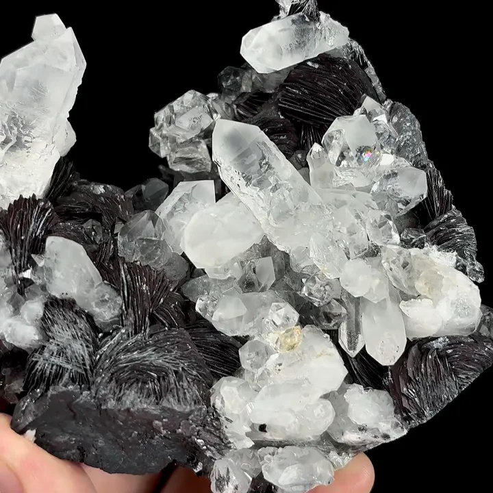 Natural Specularite and Clear Quartz Cluster, Mineral Specimen: Jinlong,Guangdong (125*95*40MM) - image 3