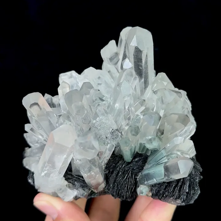 Natural Specularite and Clear Quartz Cluster, Mineral Specimen: Jinlong,Guangdong (95*80*70MM) - image 4