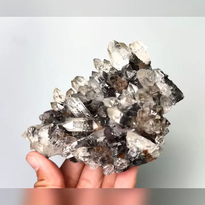 Natural Specularite and Clear Quartz Cluster, Mineral Specimen:Inner Mongolia,China (125*90*50MM) - image 2