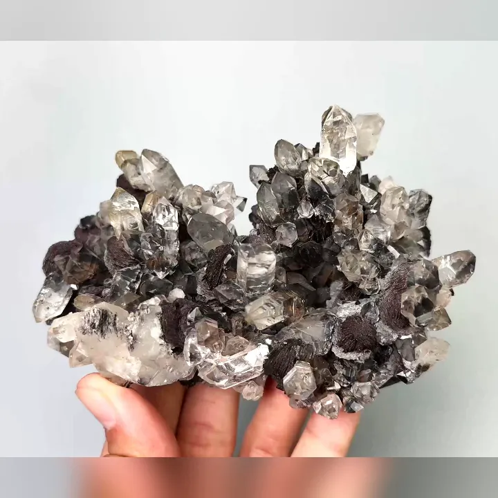 Natural Specularite and Clear Quartz Cluster, Mineral Specimen:Inner Mongolia,China (125*90*50MM) image