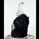 Natural Specularite and Clear Quartz Tower, Mineral Specimen: Jinlong,Guangdong (40*35*90MM) - image 2