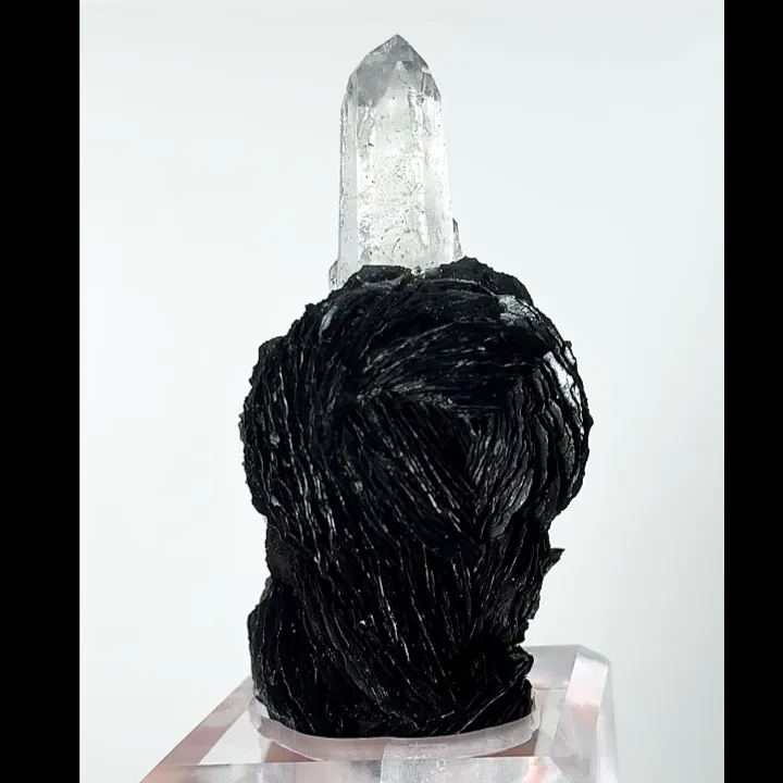 Natural Specularite and Clear Quartz Tower, Mineral Specimen: Jinlong,Guangdong (40*35*90MM) - image 5