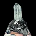 Natural Specularite and Clear Quartz Tower, Mineral Specimen:Jinlong,Guangdong (60*35*50MM) - image 4