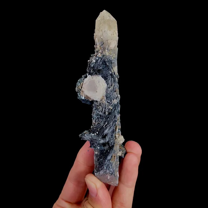 Natural Specularite and Quartz Tower, Mineral Specimen: Inner Mongolia,China (30*135*30MM) image