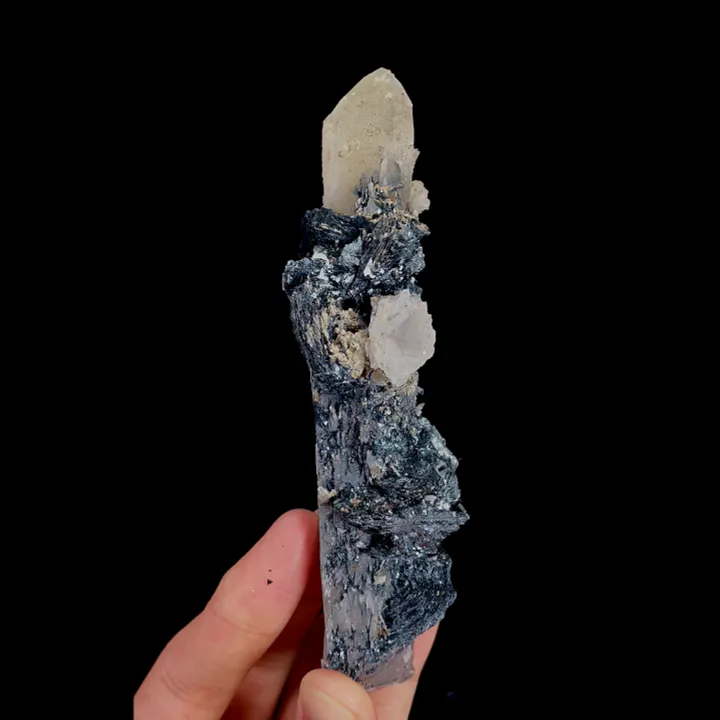 Natural Specularite and Quartz Tower, Mineral Specimen: Inner Mongolia,China (30*135*30MM) - image 2