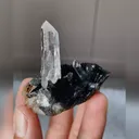 Natural Specularite and Quartz Tower Symbiosis comes from Jinlong,Guangdong 55*35*50MM - image 1