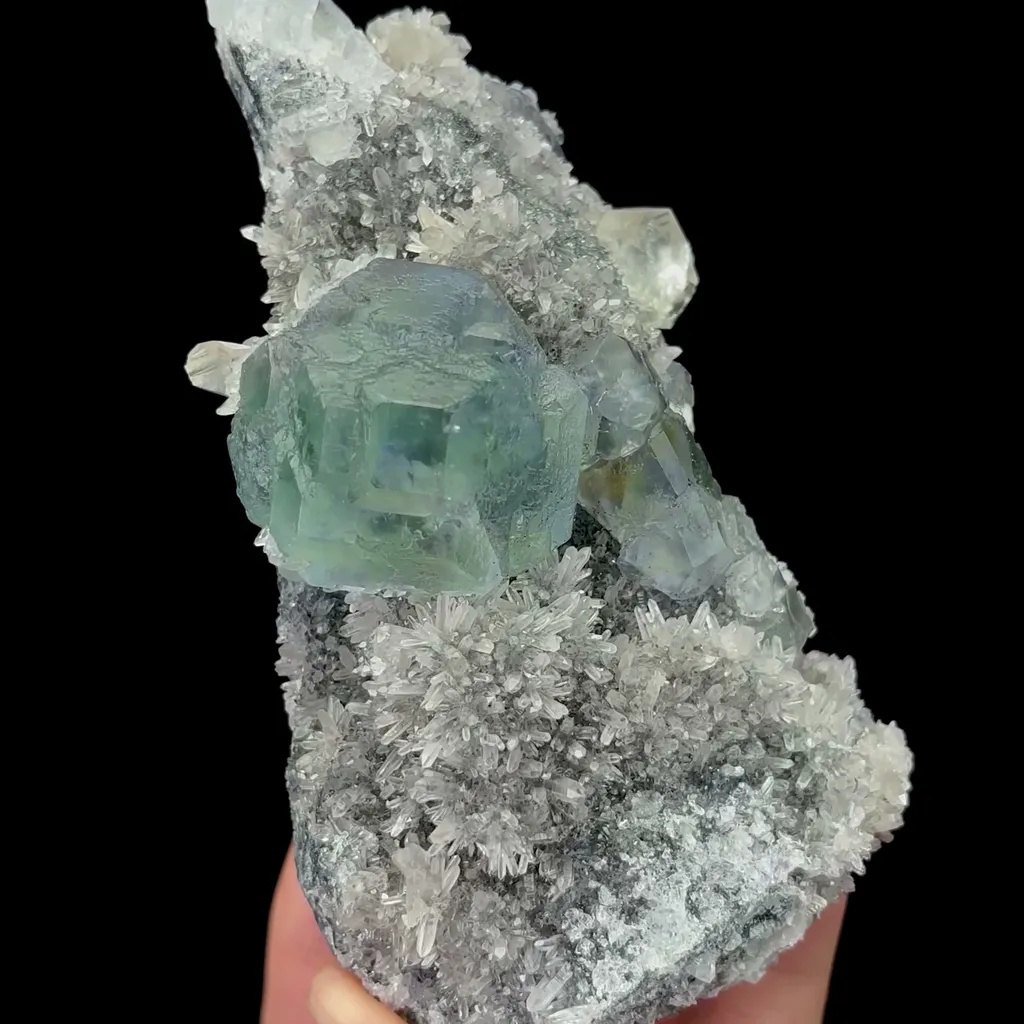 Natural Spherical Blue Green Fluorite Mineral Specimen,High Quality Specimen,FUJIAN,CHINA(67*46*120mm) image