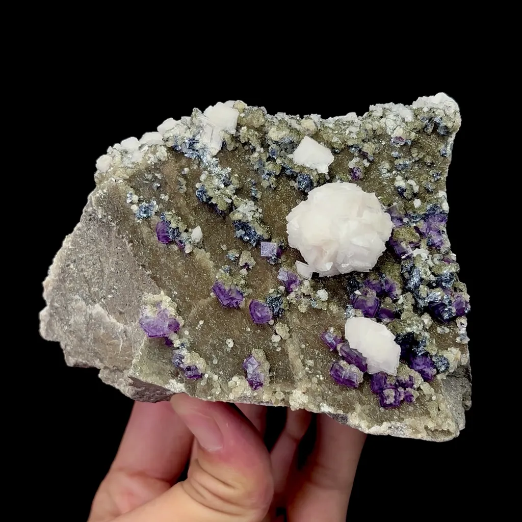 Natural Spherical Dolomite and Purple Cubic Fluorite Mineral Specimen,High Quality Specimen,YAO GANG XIAN,HUNAN,CHINA(112*84*59mm) - image 4