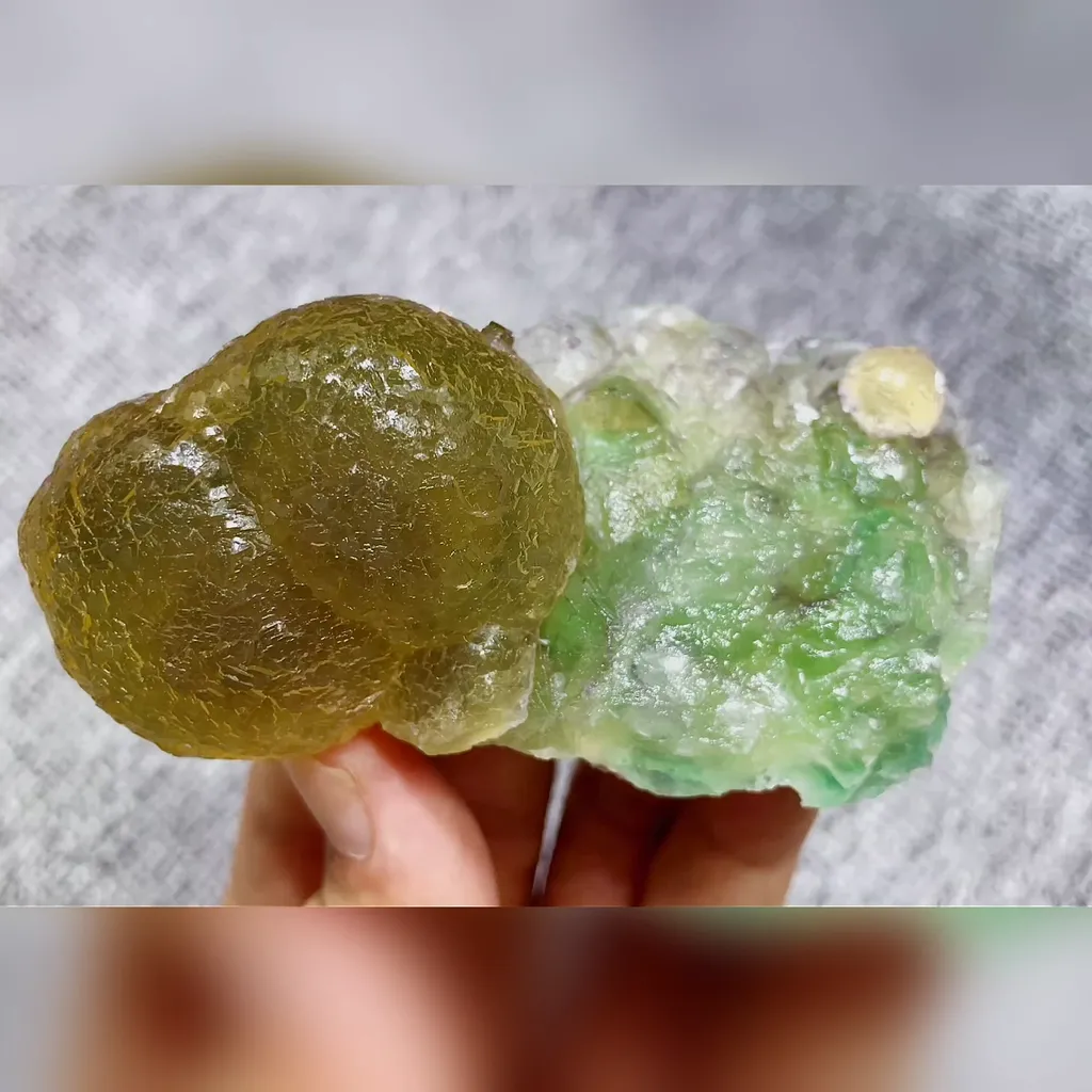 Natural Spherical Yellow Fluorite and Green Fluorite comes from Zhejiang,China 90*45*30MM - image 5