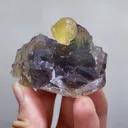 Natural Spherical Yellow Fluorite and Purple Fluorite Symbiosis comes from Zhejiang,China 70*40*30MM - image 3