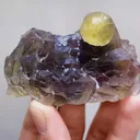 Natural Spherical Yellow Fluorite and Purple Fluorite Symbiosis comes from Zhejiang,China 70*40*30MM - image 1