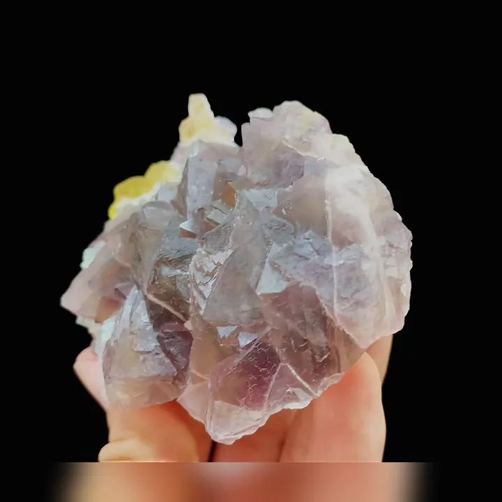 Natural Spherical Yellow Fluorite and Purple Fluorite Symbiosis comes from Zhejiang,China 85*70*35MM - image 2