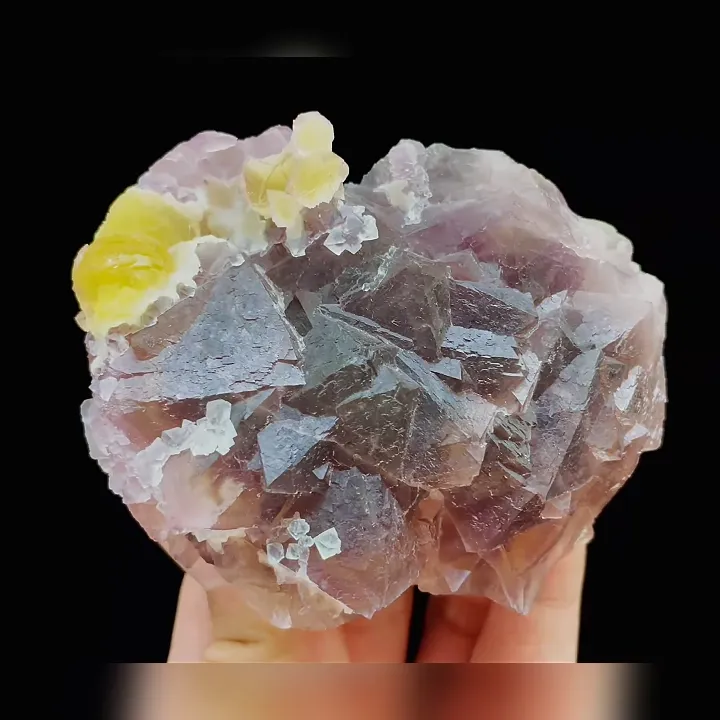 Natural Spherical Yellow Fluorite and Purple Fluorite Symbiosis comes from Zhejiang,China 85*70*35MM - image 4