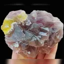 Natural Spherical Yellow Fluorite and Purple Fluorite Symbiosis comes from Zhejiang,China 85*70*35MM - image 3