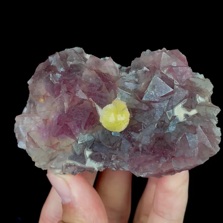 Natural Spherical Yellow Fluorite and Purple Octahedral Fluorite, Mineral Specimen:Zhejiang,China (80*50*30MM) - image 3