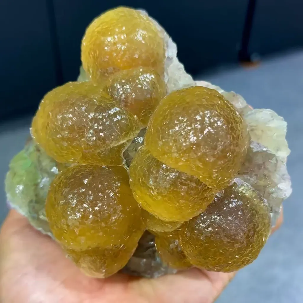 Natural Spherical Yellow Fluorite comes from Zhejiang,China 125*115*60MM image
