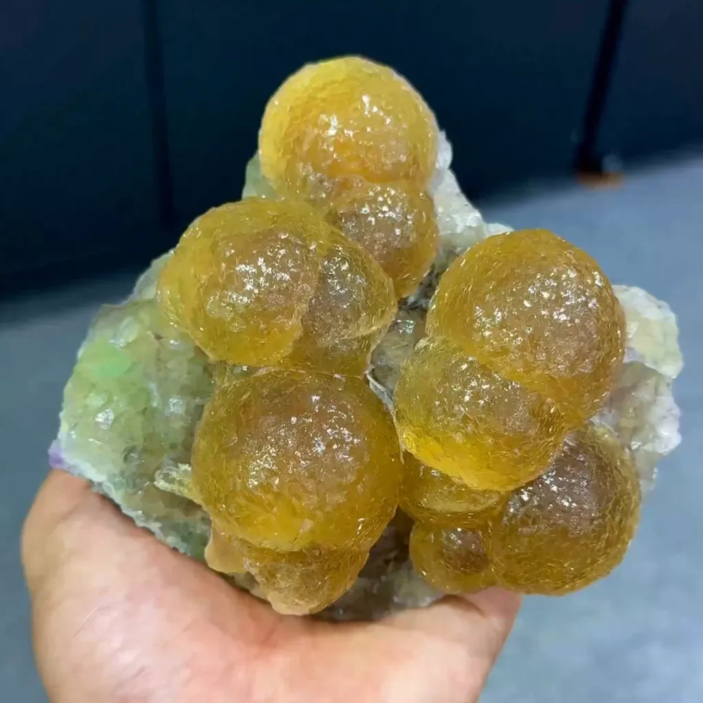 Natural Spherical Yellow Fluorite comes from Zhejiang,China 125*115*60MM - image 2