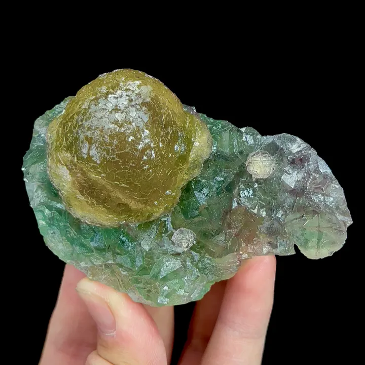 Natural Spherical Yellow Fluorite, Mineral Specimen:Beijing,China (85*55*30MM) image