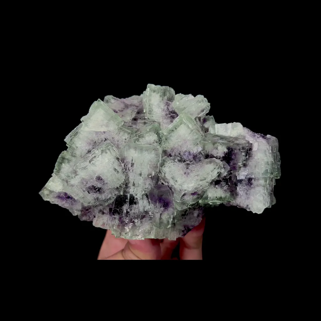 Natural Stepped Green Purple Fluorite Mineral Specimen,High Quality Specimen,XIANGHUALING,HUNAN,CHINA(130*86*76mm) image