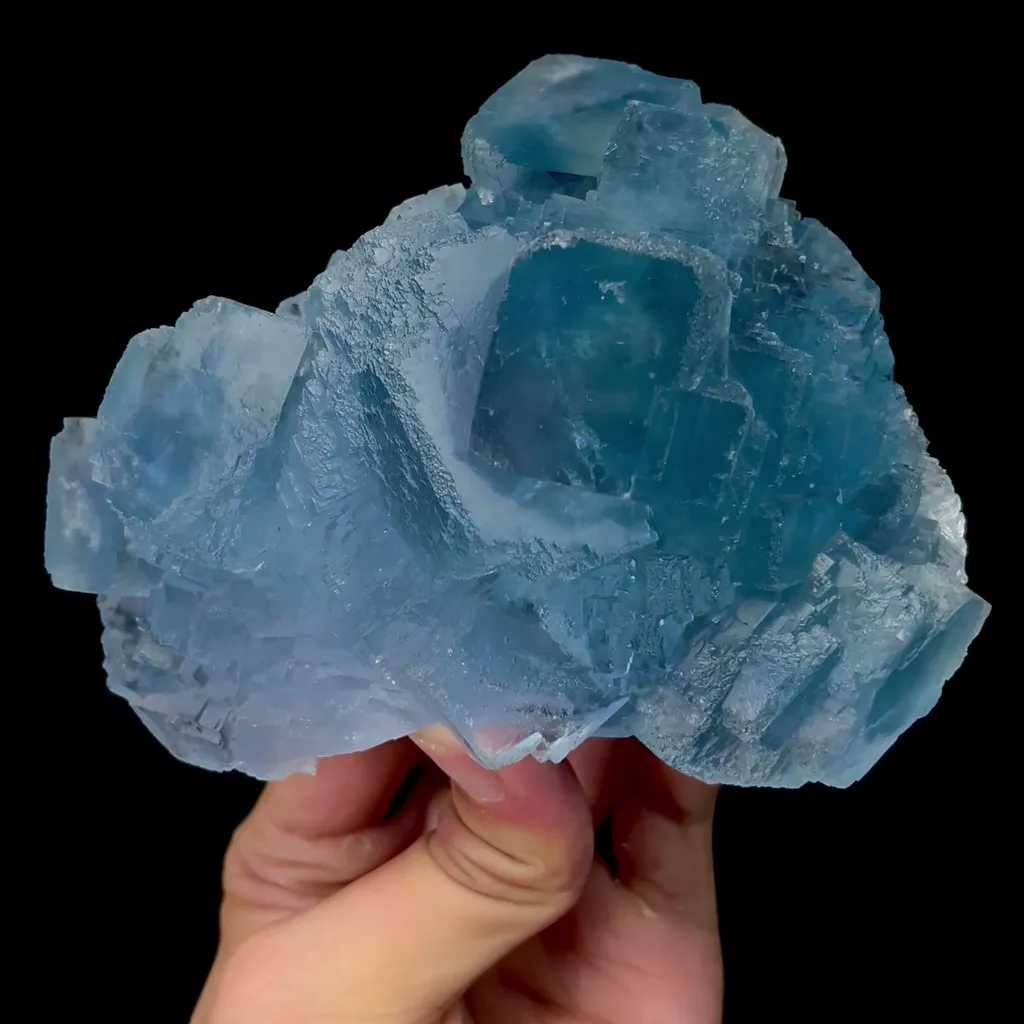 Natural Stepped Transparent Blue Fluorite Mineral Specimen,High Quality Specimen,YAO GANG XIAN,HUNAN,CHINA(118*56*58mm) image