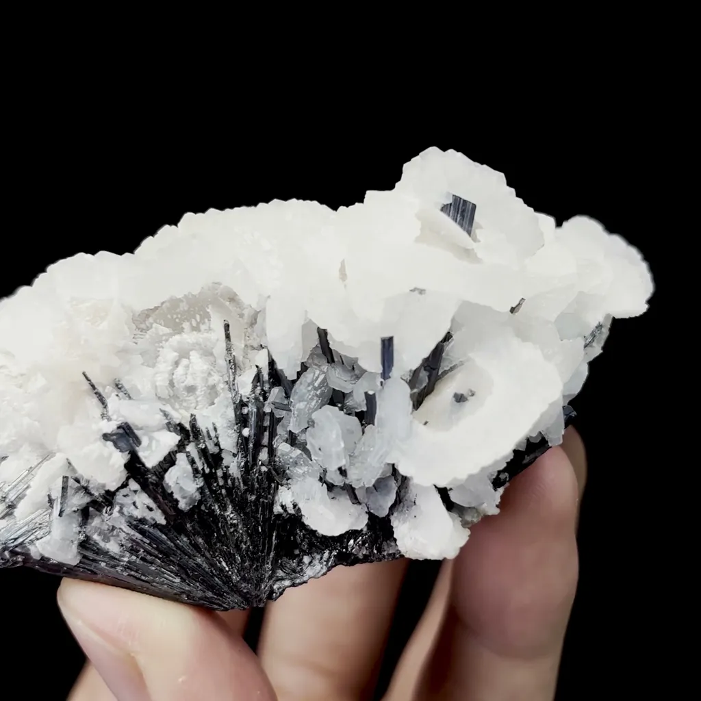 Natural Stibnite and Calcite Mineral Specimen,High Quality Specimen,GUIZHOU,CHINA(80*45*35mm) image