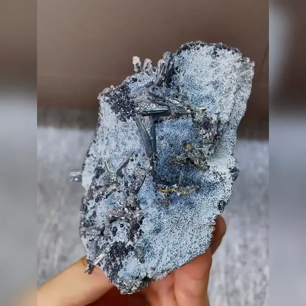 Natural Stibnite and Calcite Symbiosis comes from Guizhou,China 85*100*60MM - image 2