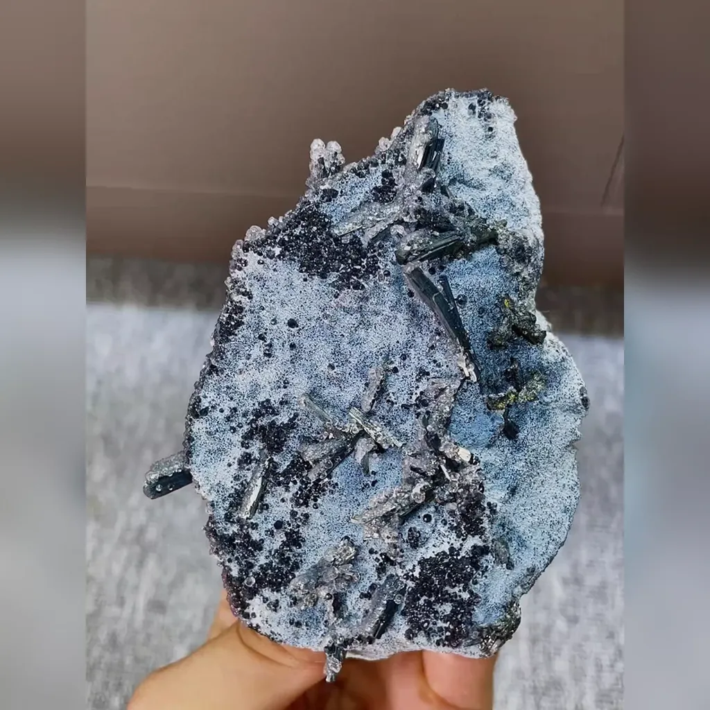 Natural Stibnite and Calcite Symbiosis comes from Guizhou,China 85*100*60MM image