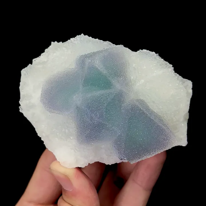 Natural Sugar Blue Fluorite,Pyramid Mineral Specimen:FUJIAN (90*50*60mm) image