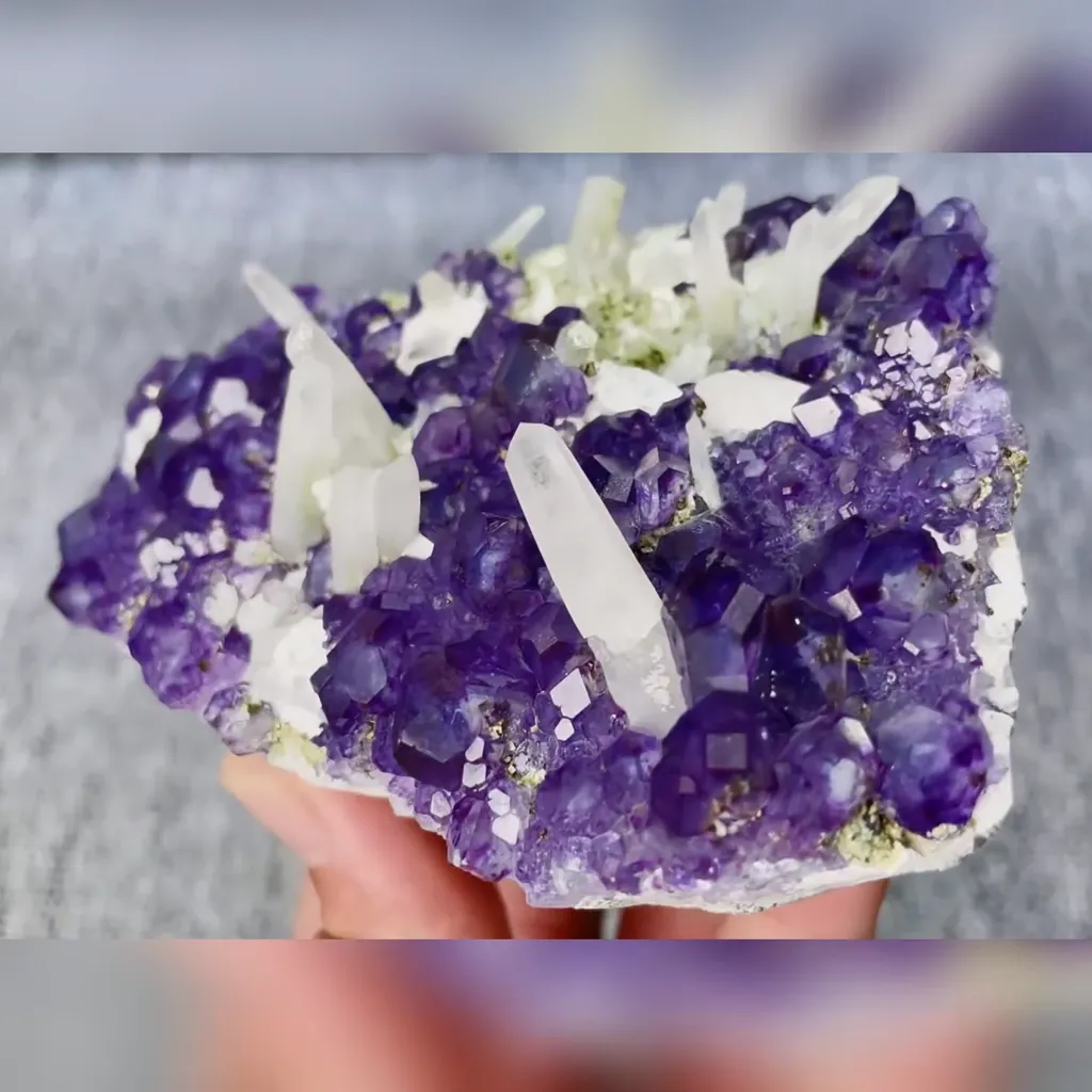 Natural Tanzanite Fluorite and Quartz Symbiosis comes from Fujian,China 110*75*40MM - image 2