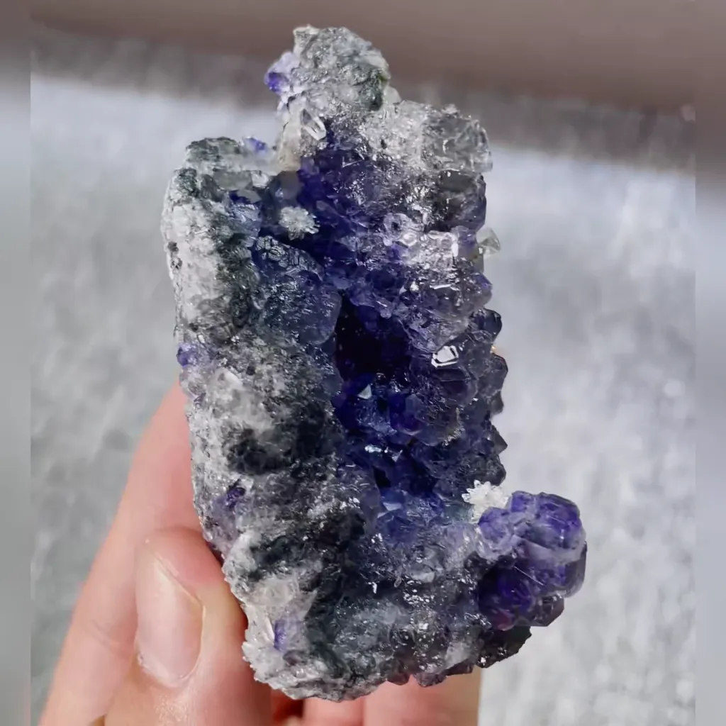Natural Tanzanite Fluorite and Quartz Symbiosis comes from Fujian,China 75*55*40MM - image 2